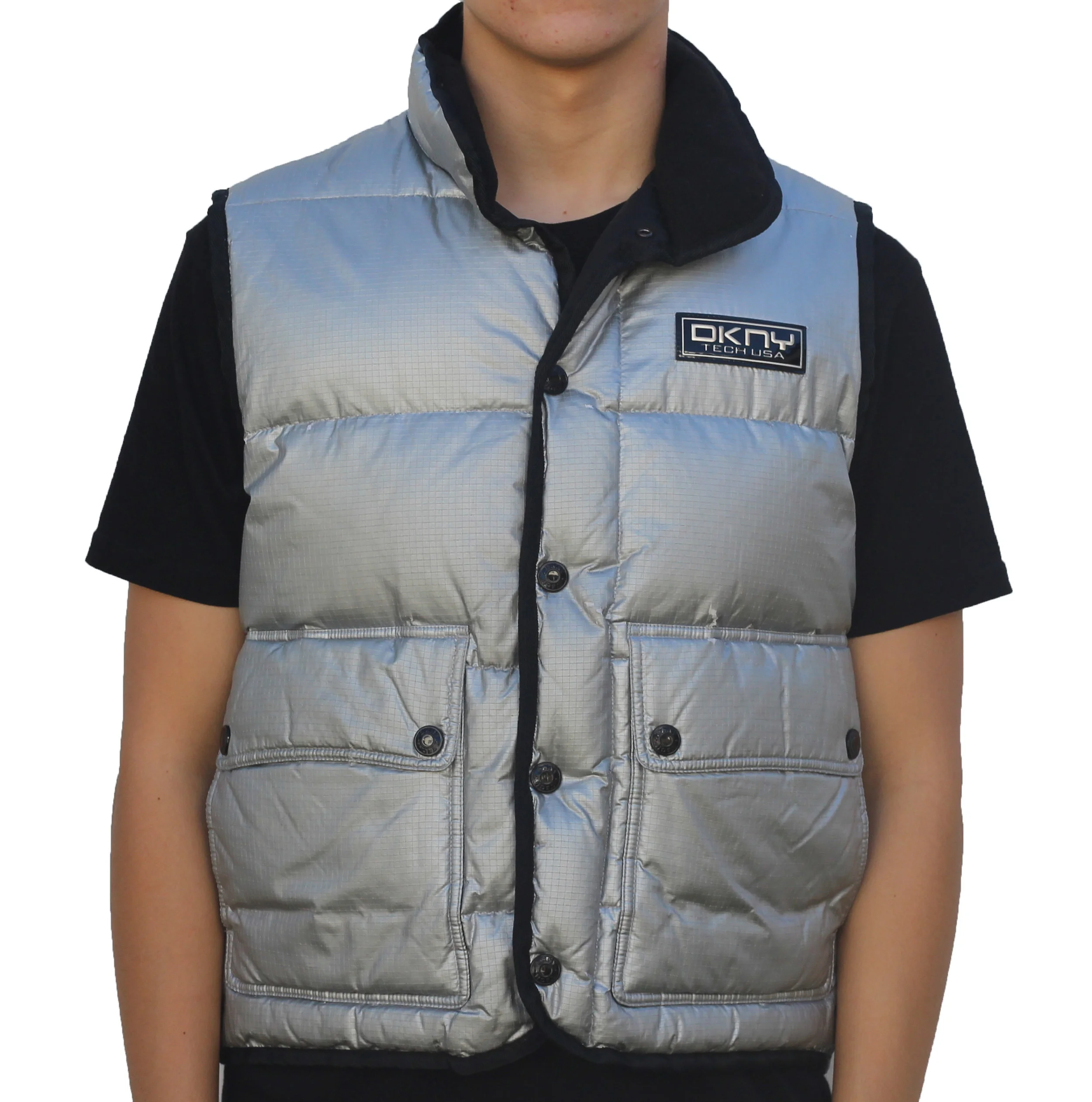 Vintage DKNY Tech Silver / 3M Vest (Size S) — RootsBK